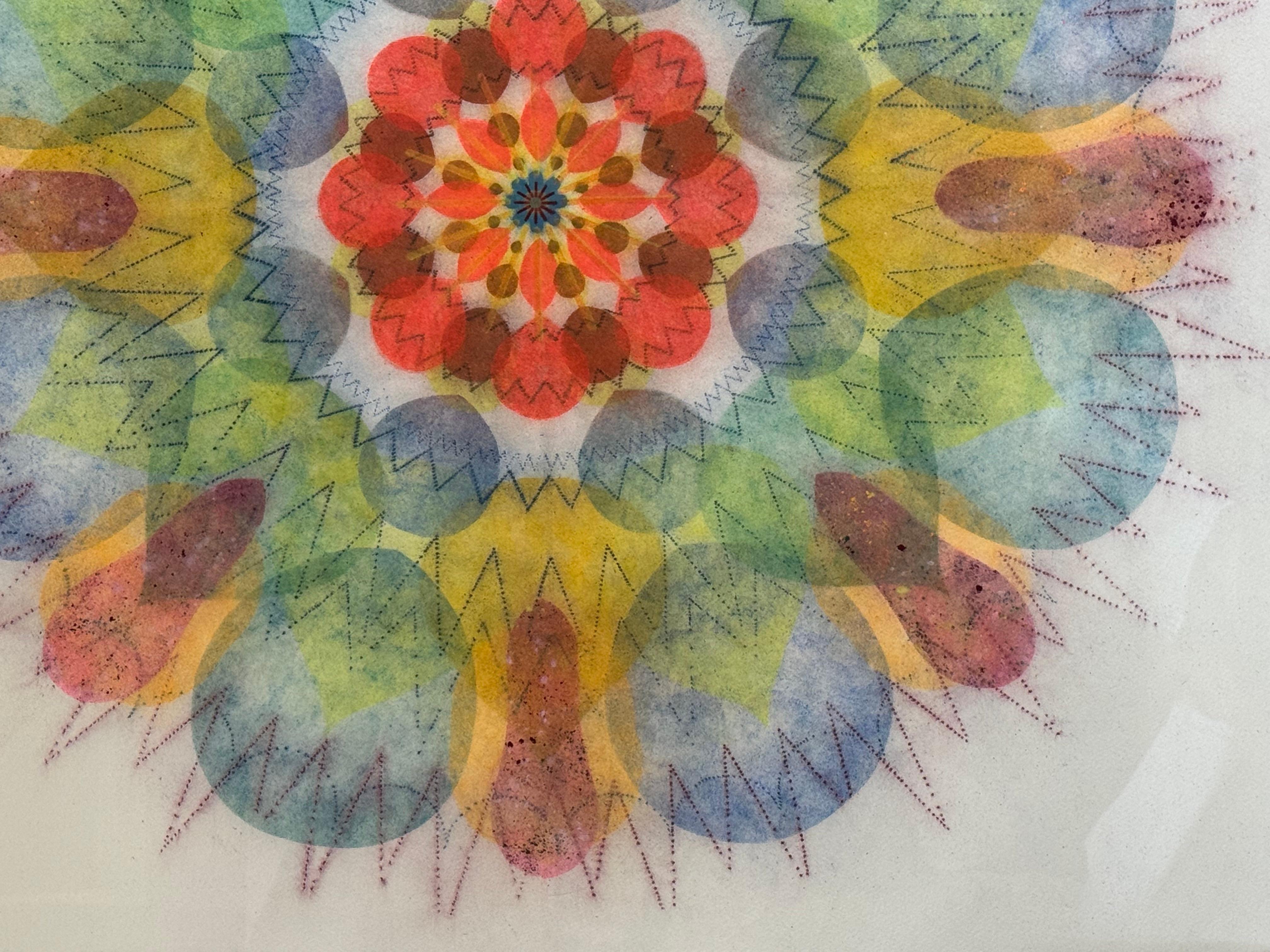 Molinete Cinco - Rojo Azul Verde Amarillo Mandala Floral Geométrico, 2023 en venta 6