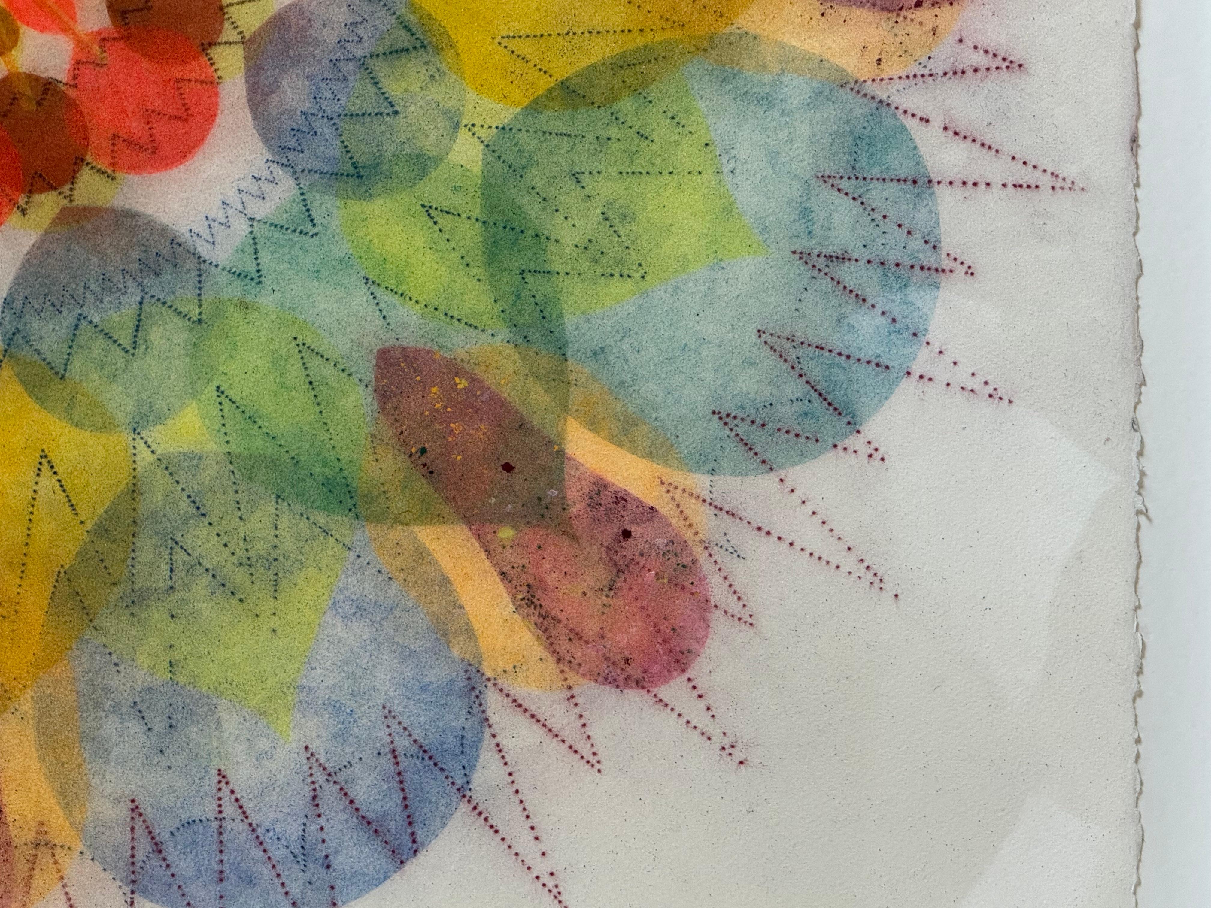 Molinete Cinco - Rojo Azul Verde Amarillo Mandala Floral Geométrico, 2023 en venta 4