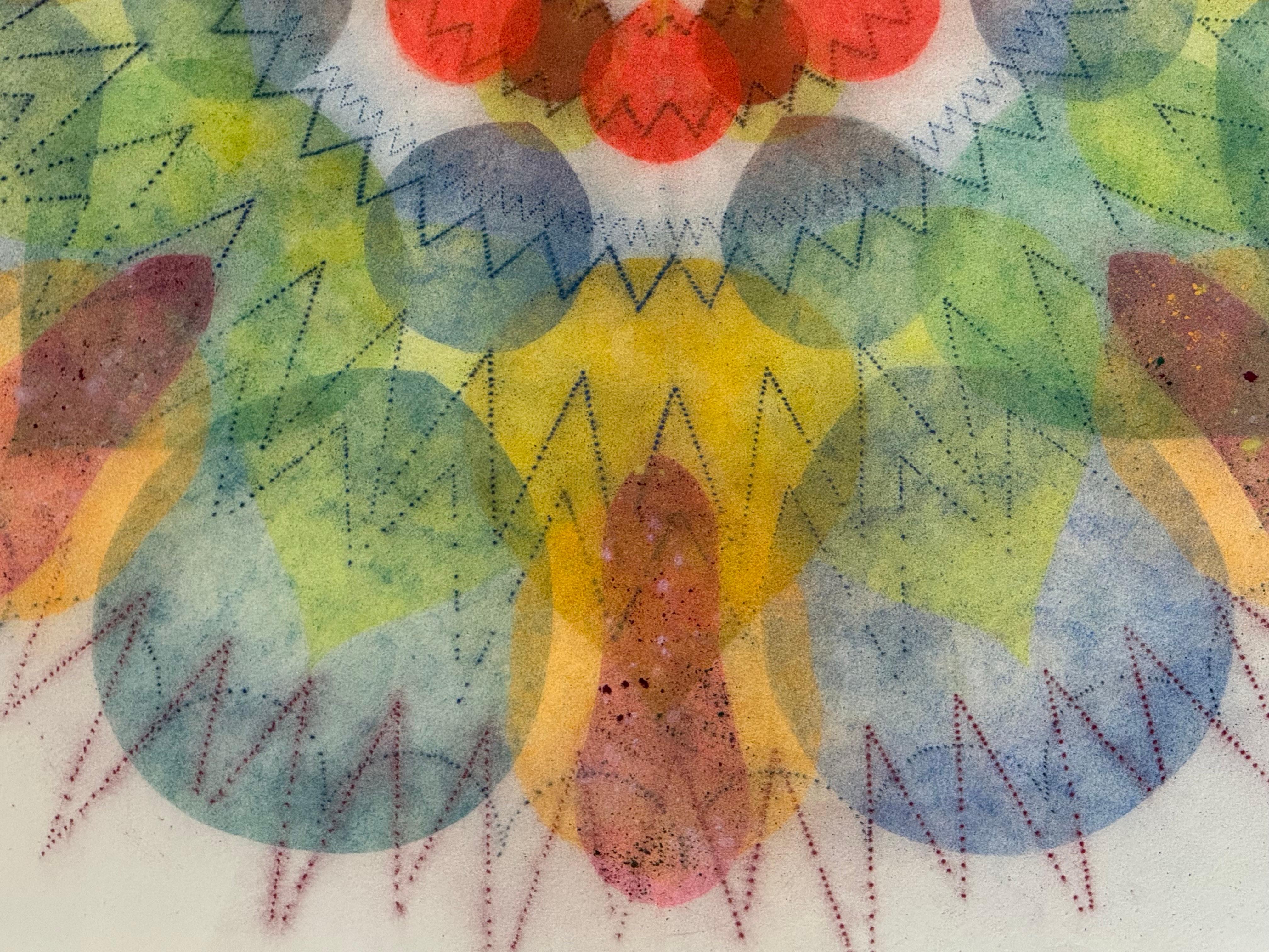 Molinete Cinco - Rojo Azul Verde Amarillo Mandala Floral Geométrico, 2023 en venta 5