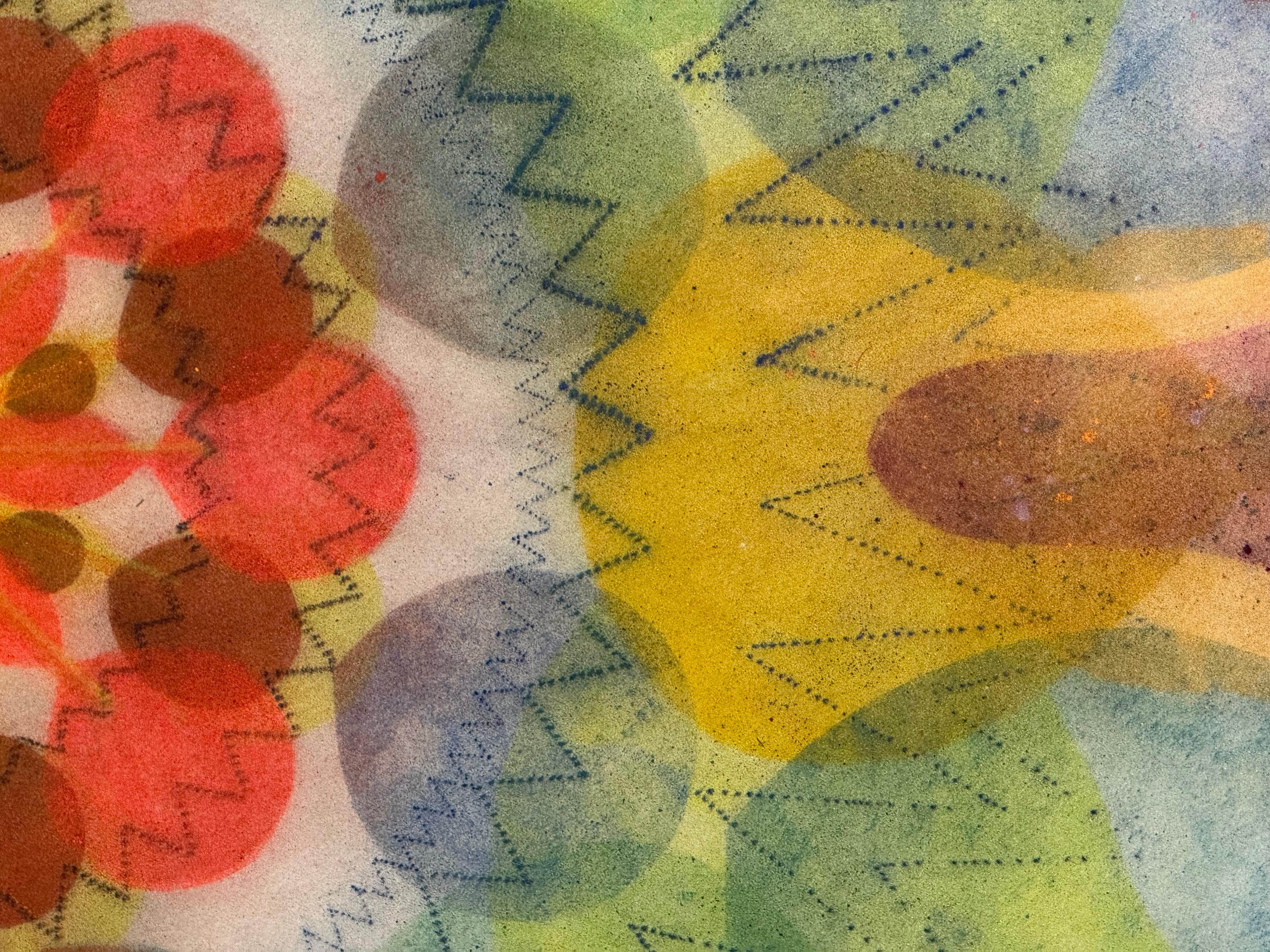 Molinete Cinco - Rojo Azul Verde Amarillo Mandala Floral Geométrico, 2023 en venta 7