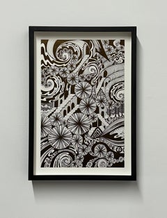 Soul Flowers 60 Eternal City - Staircase Black and White Flower Pattern Drawing