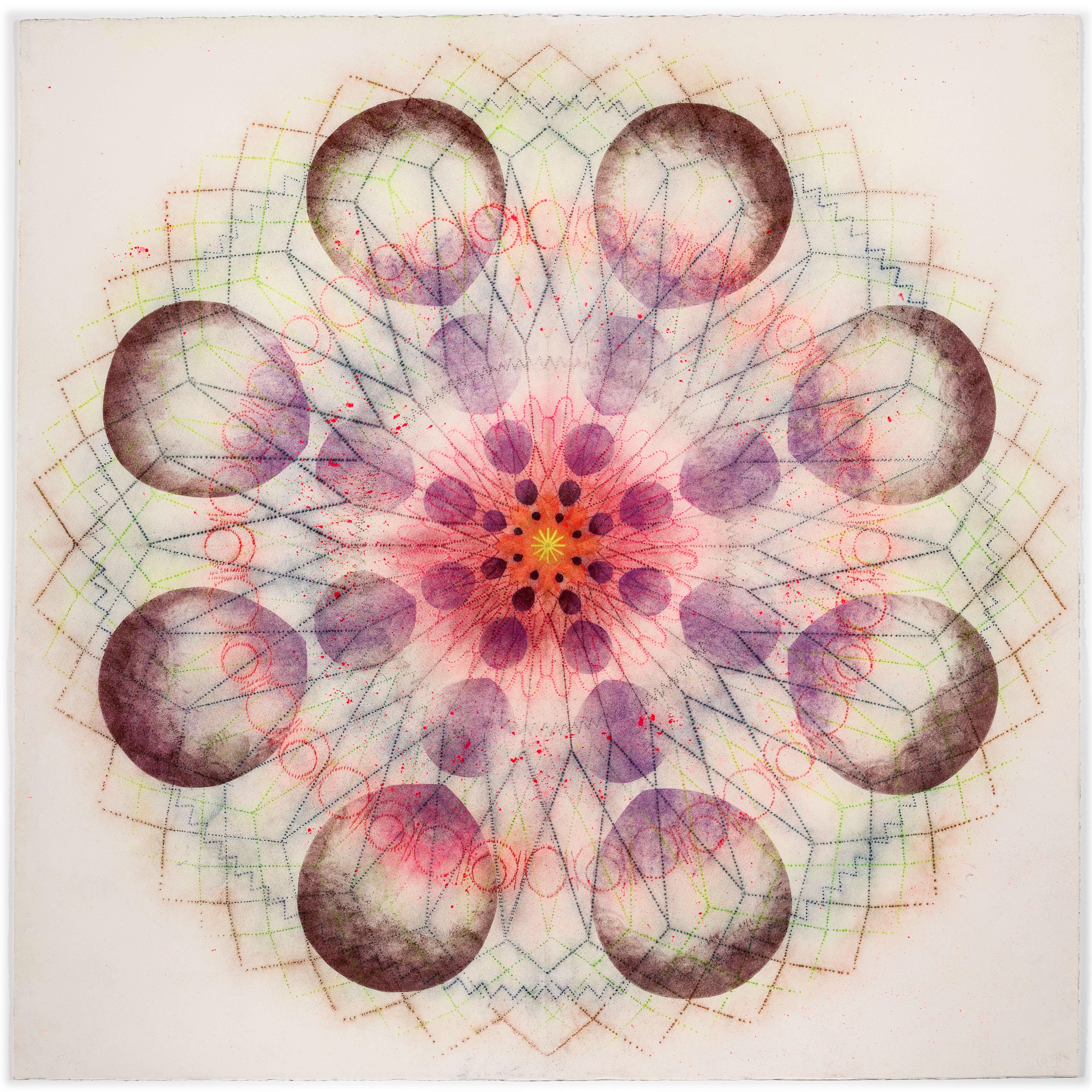 Watermill Pinwheel Eight - Burgundy Plum Pink Red Geometric Flower Mandala, 2023