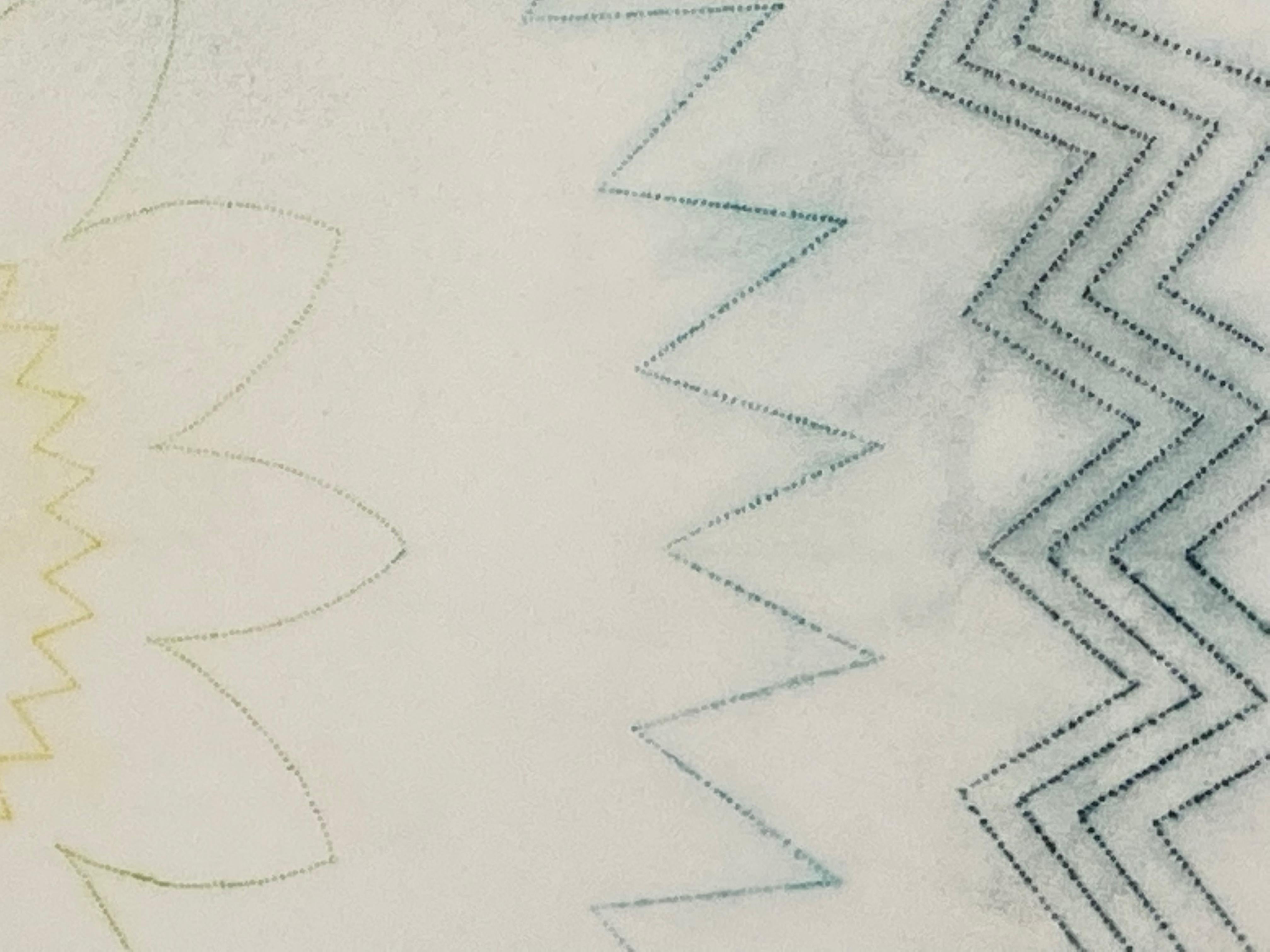 Primavera Pop 17 - Geometric Mandala Green Orange Yellow Red Lines, 2022 For Sale 4