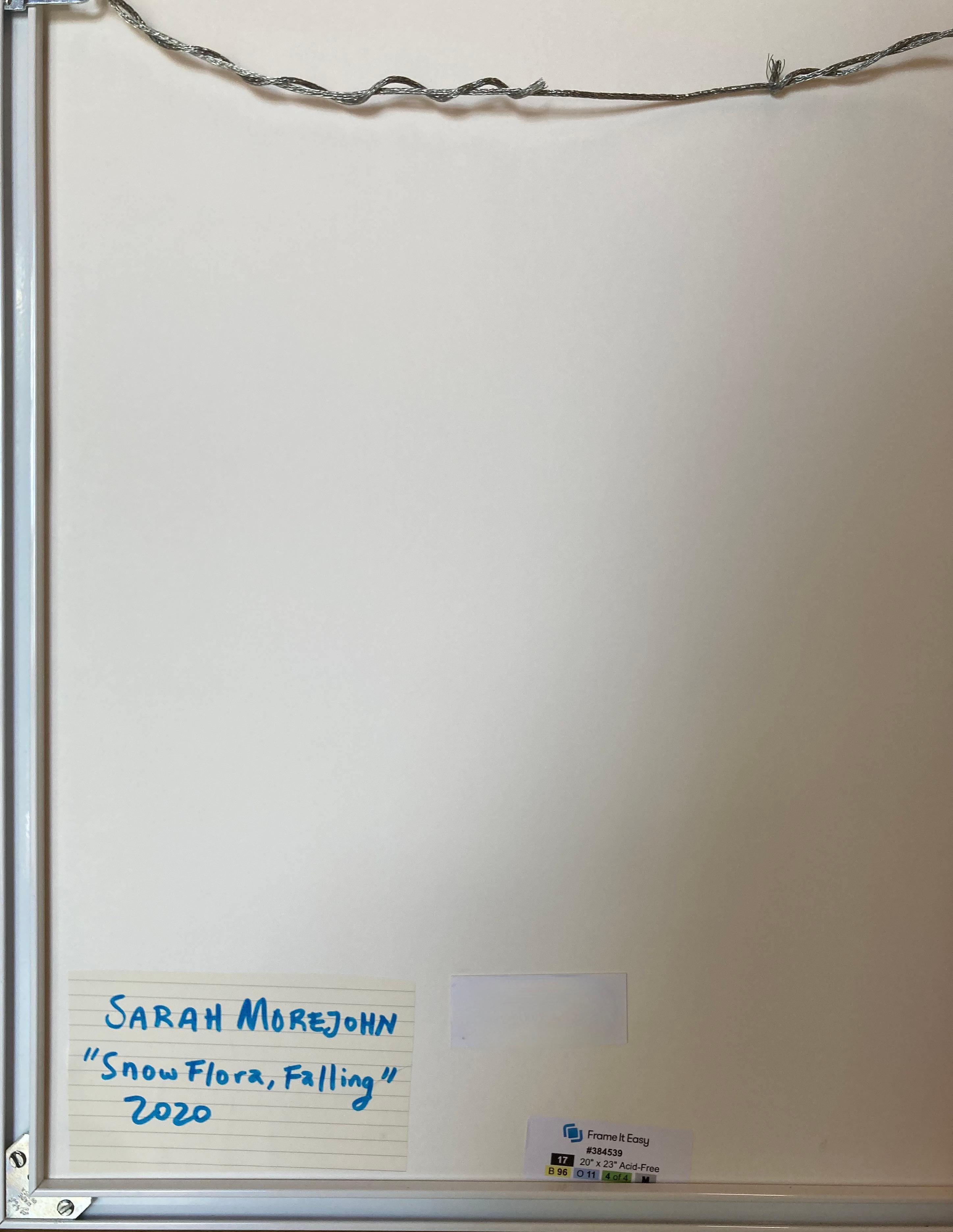 Snow Flora Falling - Pattern Drawing Blue Peach Snowflake Branches, 2020 For Sale 15