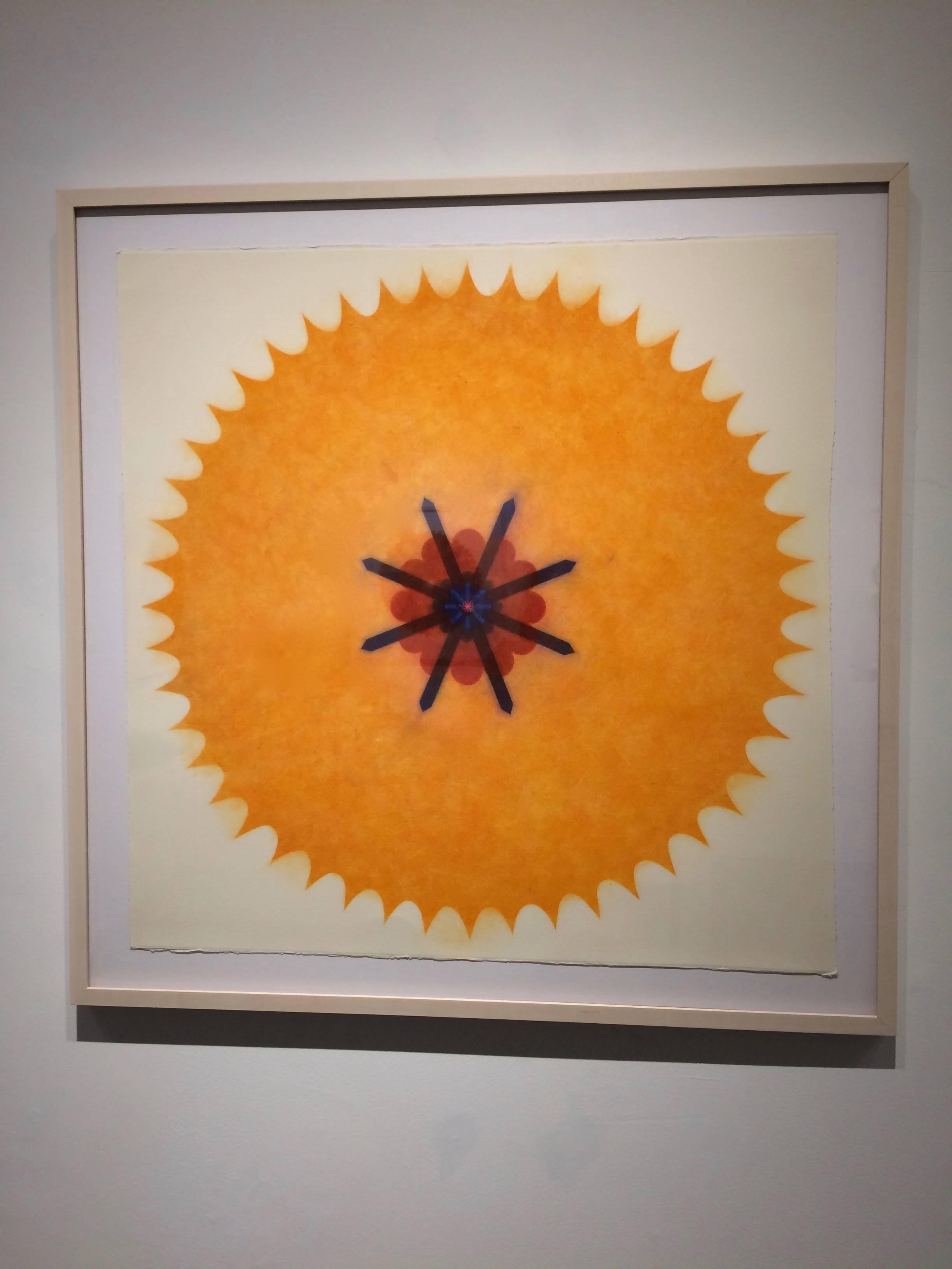 Pop Flower Four B Zero Five - Orange Red Black Geometric Mandala Circle, 2016 - Art by Mary Judge