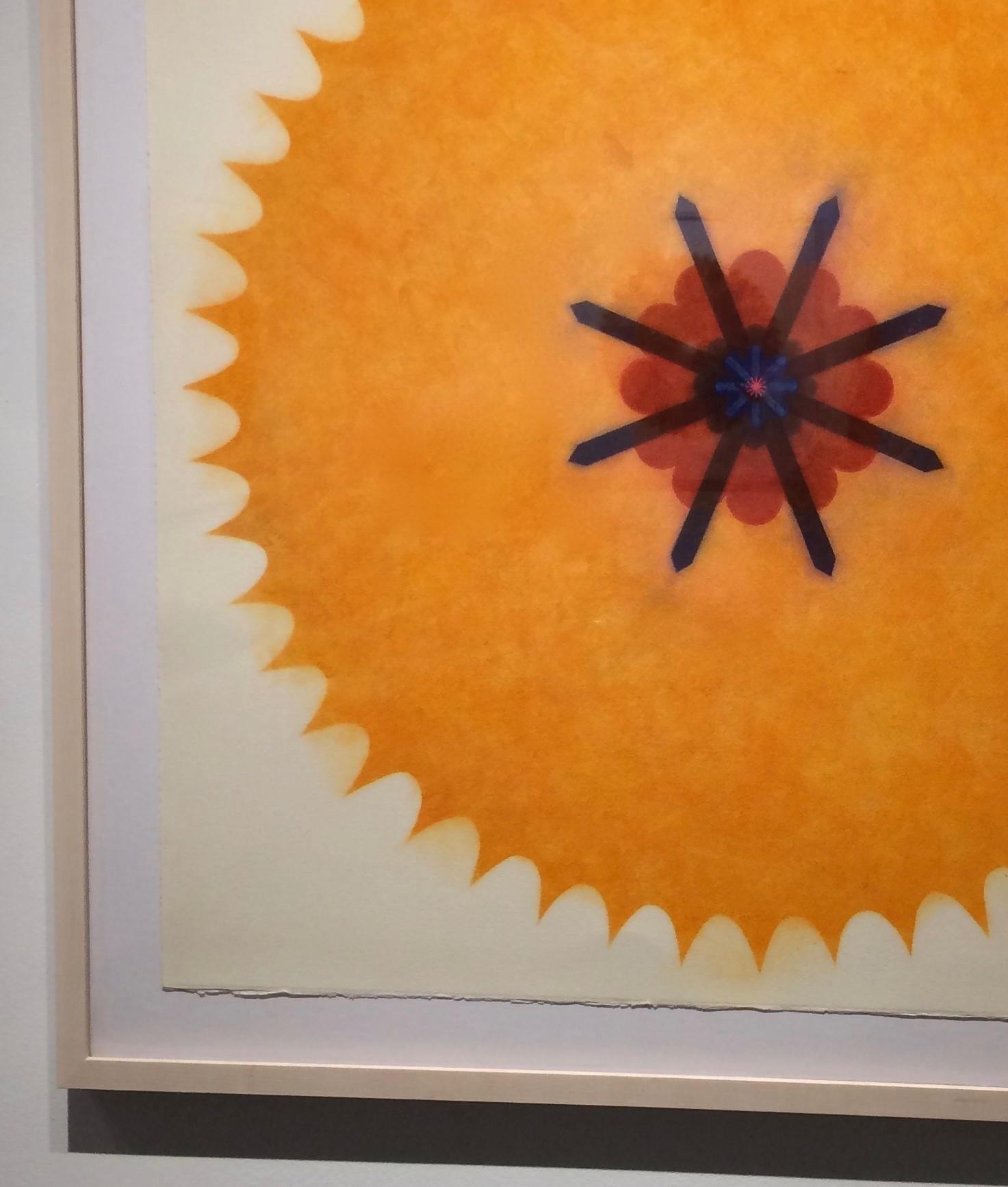 Pop Flower Four B Zero Five - Orange Red Black Geometric Mandala Circle, 2016 For Sale 1