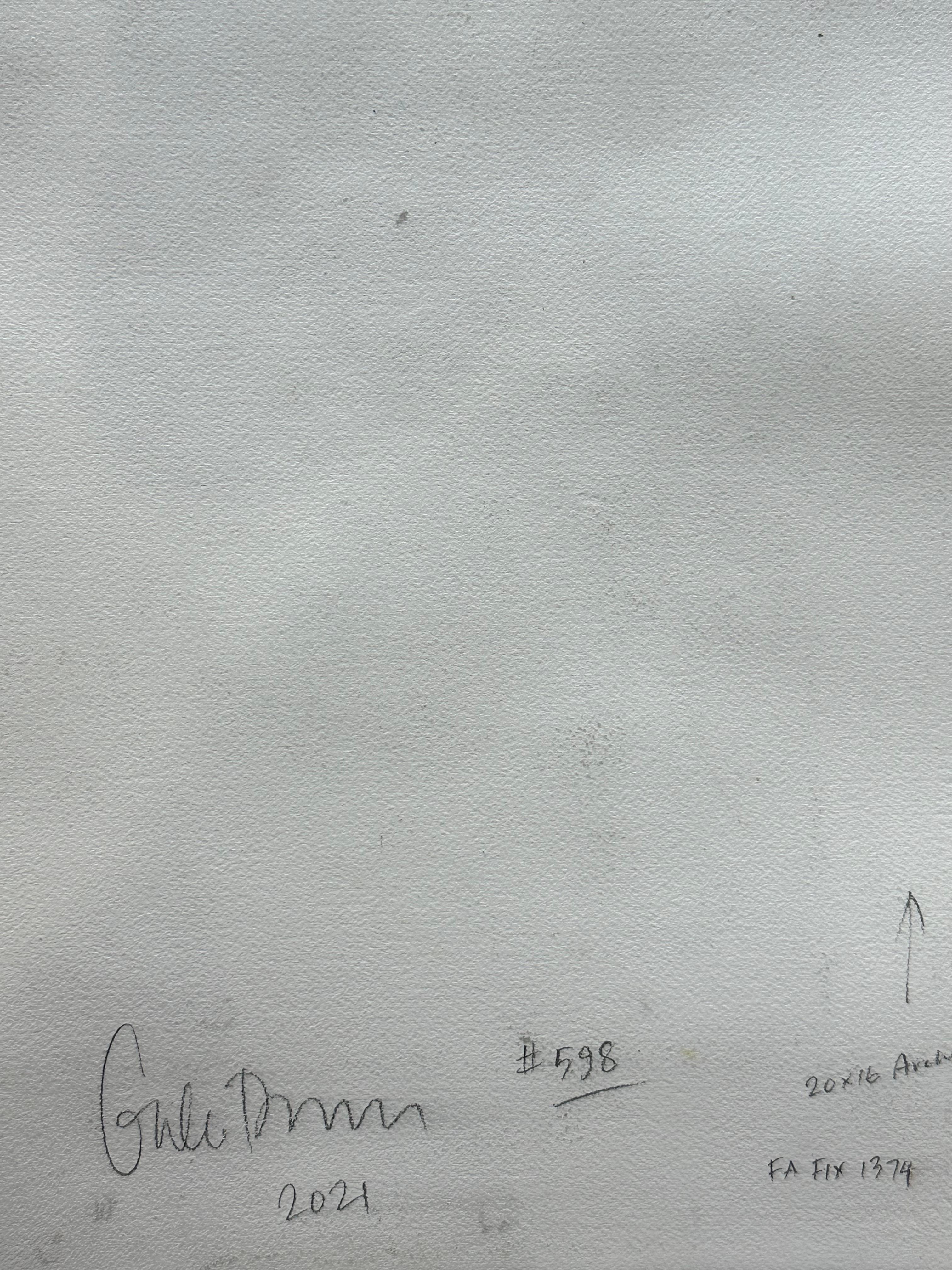 Untitled 598 - Gray Blue Waves Lavender Olive Green Leaf Patterns Abstract, 2020 For Sale 6