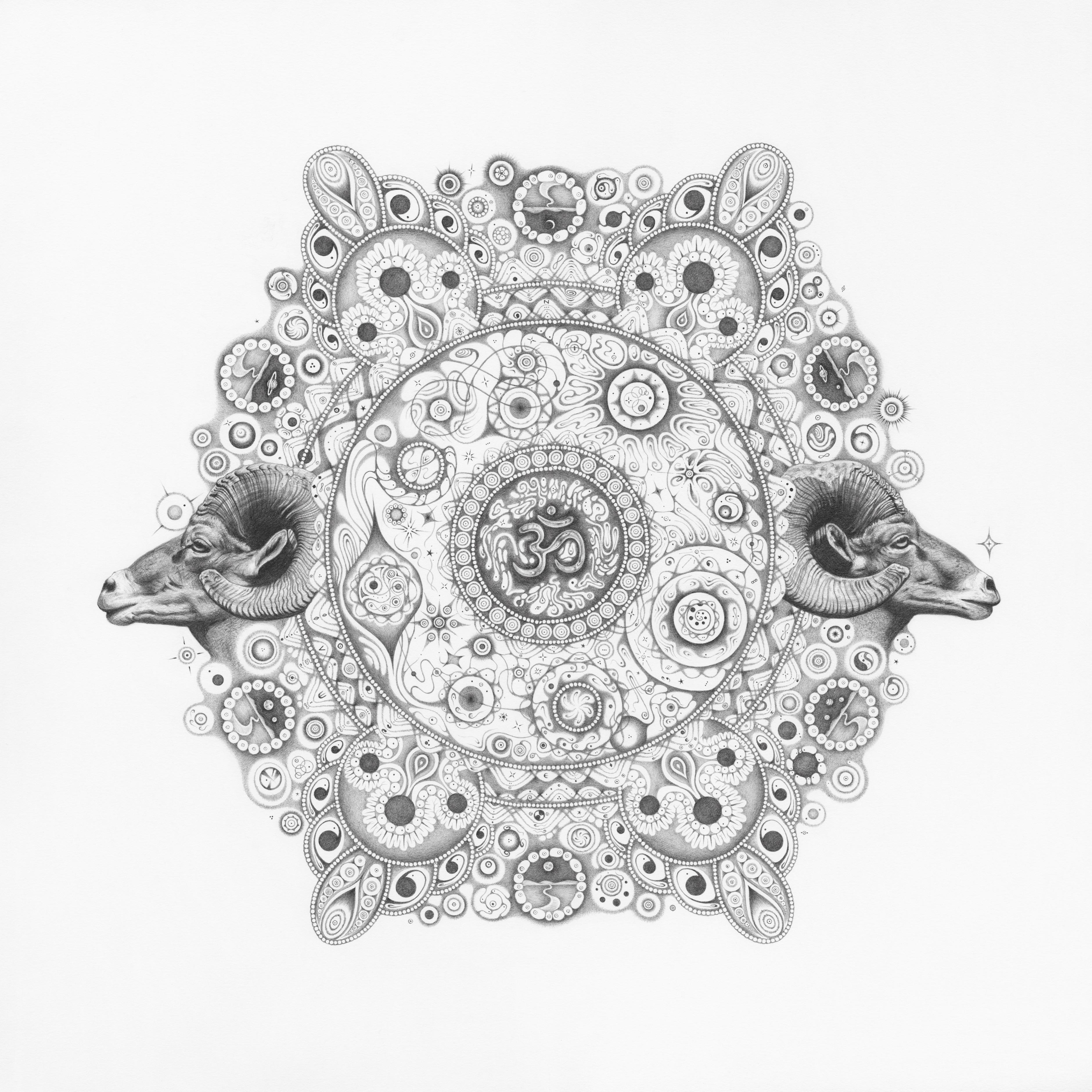 Snowflakes 154 Inward Harmony - Mandala Drawing Nature Ram Head Om Aries, 2016