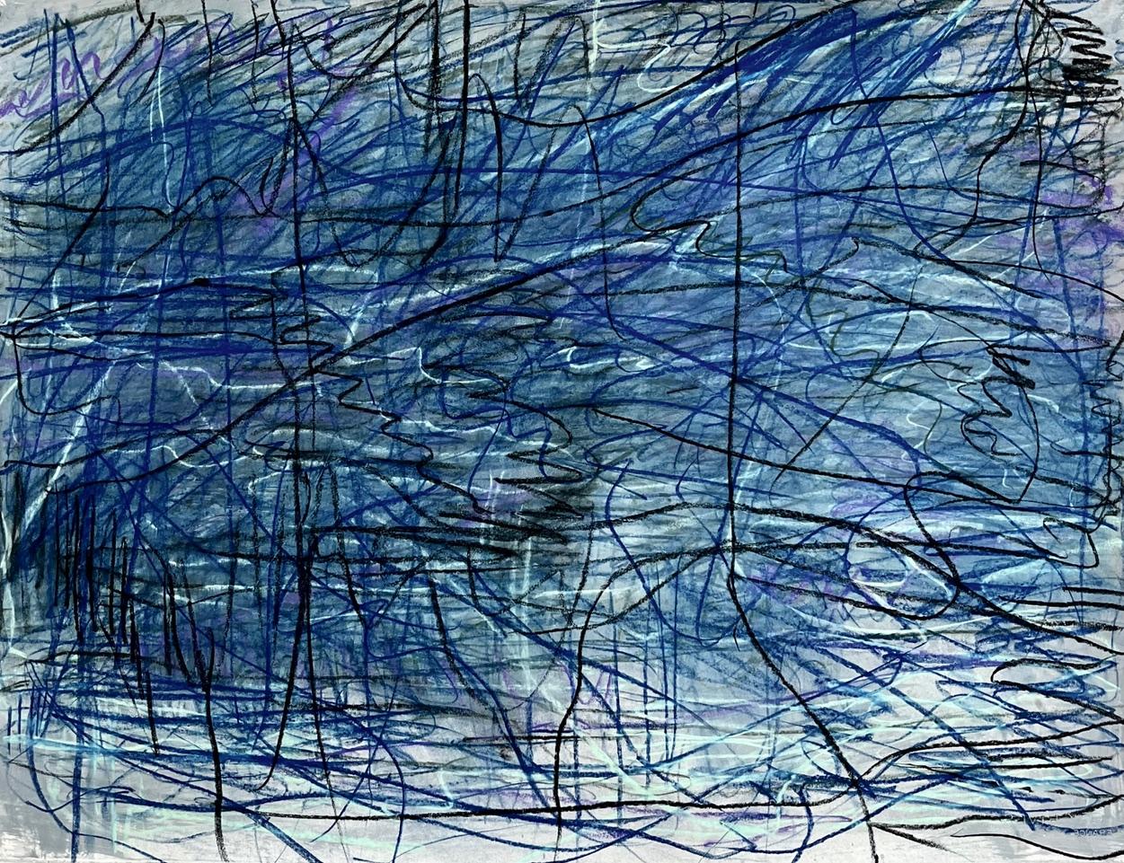 Arietta D - Abstract Line Drawing Blue Black, 2022