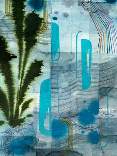 Untitled 601 - Contemporary Abstract Landscape Blue Hunter Green Teal, 2021