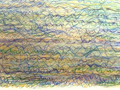 Arietta G - Abstract Line Drawing Green Blue Purple Pastel Waves, 2026