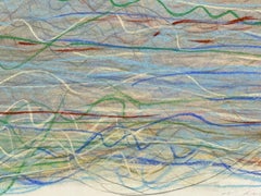 Arietta F - Abstract Line Drawing Pastel Blue Red Green Waves, 2026