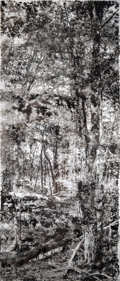 Vernal Pool Three - Paesaggio forestale Black Sumi Ink White Mylar, 2024