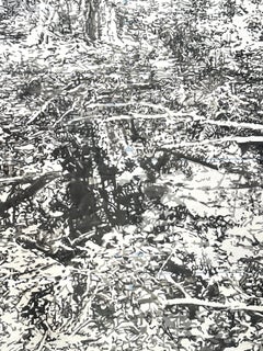 Albero grande - Paesaggio della foresta Black Sumi Ink White Mylar, 2024