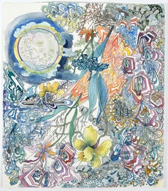 Luna piena dei fiori - Disegno astratto con narcisi gialli e foglie, 2026