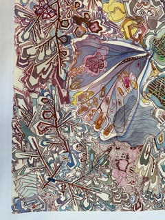 „Broken Butterfly“ – Abstrakte Musterzeichnung: Flügel, Blätter, Violett, Gelb, Grün, 2026