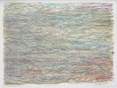 Arietta I - Abstract Line Drawing Pastel Blue Red Waves, 2026