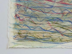 Arietta I - Abstract Line Drawing Pastel Blue Red Waves, 2026