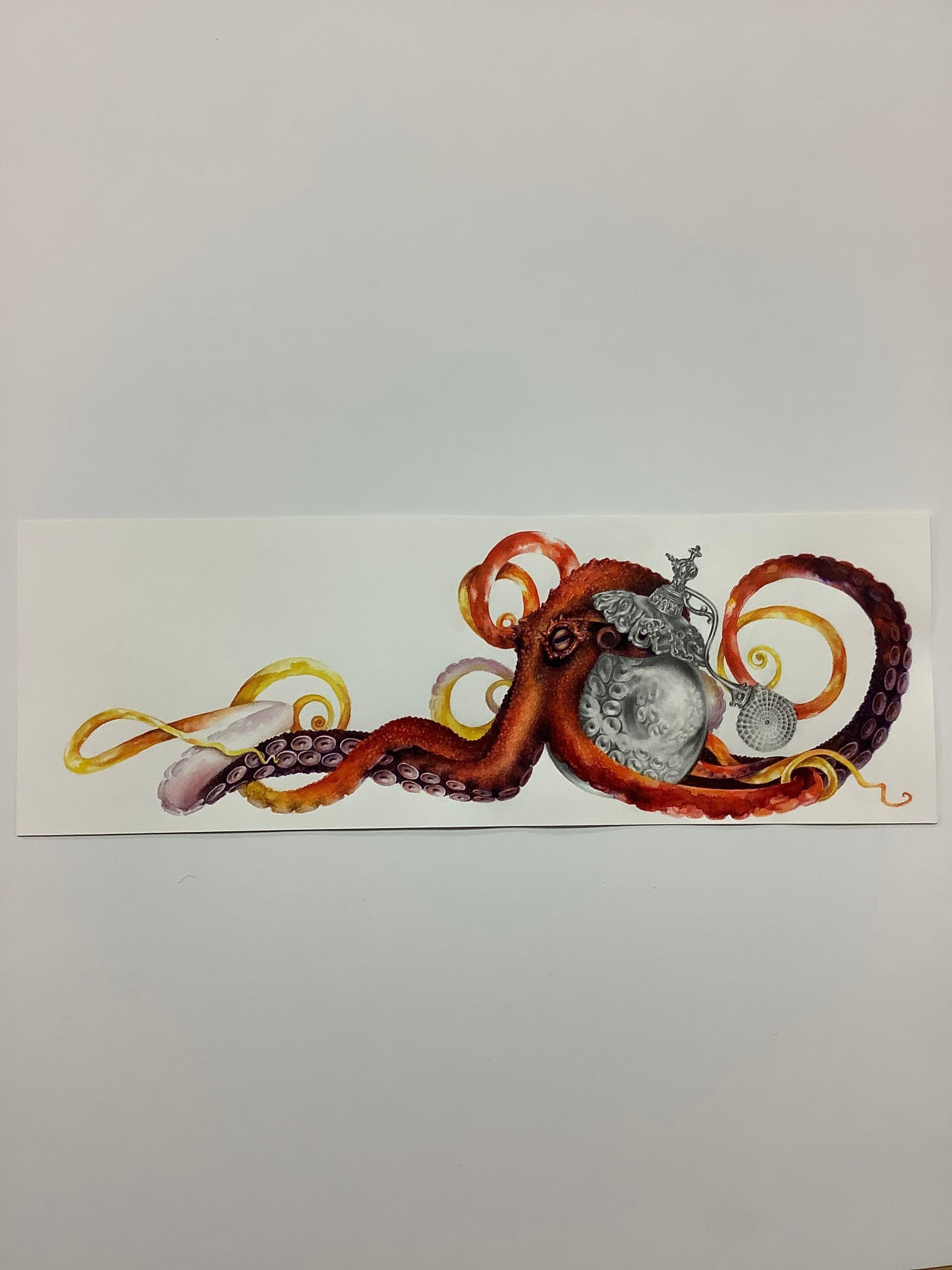 orange octopus drawing
