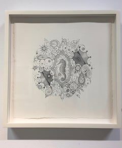 Snowflakes 126 Mermaid Dream, Mandala Pencil Drawing on Paper with Seahorse