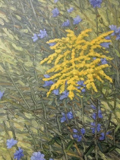 Celebration, Small Square Landscape with Purple and Yellow Flowers in Field