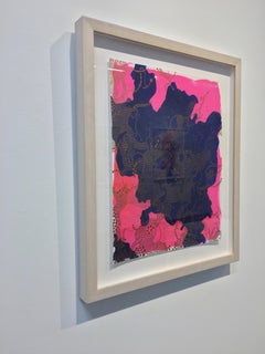 Altered States Night Sky, Metallic Gold Dot Pattern on Bright Pink, Dark Cobalt