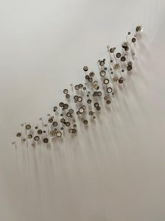 Winter Cloud, White Mixed Media Wall Mounted Sculpture with, Acorns and Shells