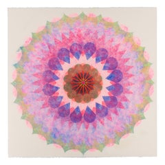 Poptic Twelve, Flower Mandala in Pink, Lavender Blue, Light Yellow Green