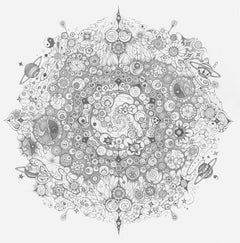 Snowflakes 150 Be, Mandala Pencil Drawing with Planets, Spiritual Theme, Nature