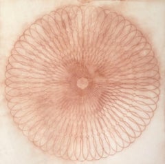 Exotic Hex Series, 108 07, Reddish Brown Circular Mandala Line Drawing in Square