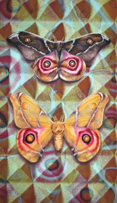 Acoustic Cloak One, Nature Inspired Painting, Two Butterflies, Geometric Pattern