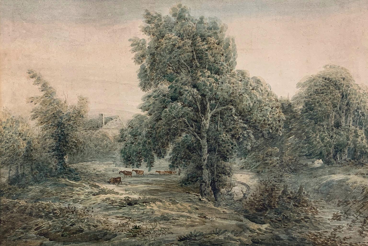 Cattle in the countryside - Art by Attributed to William Marlow