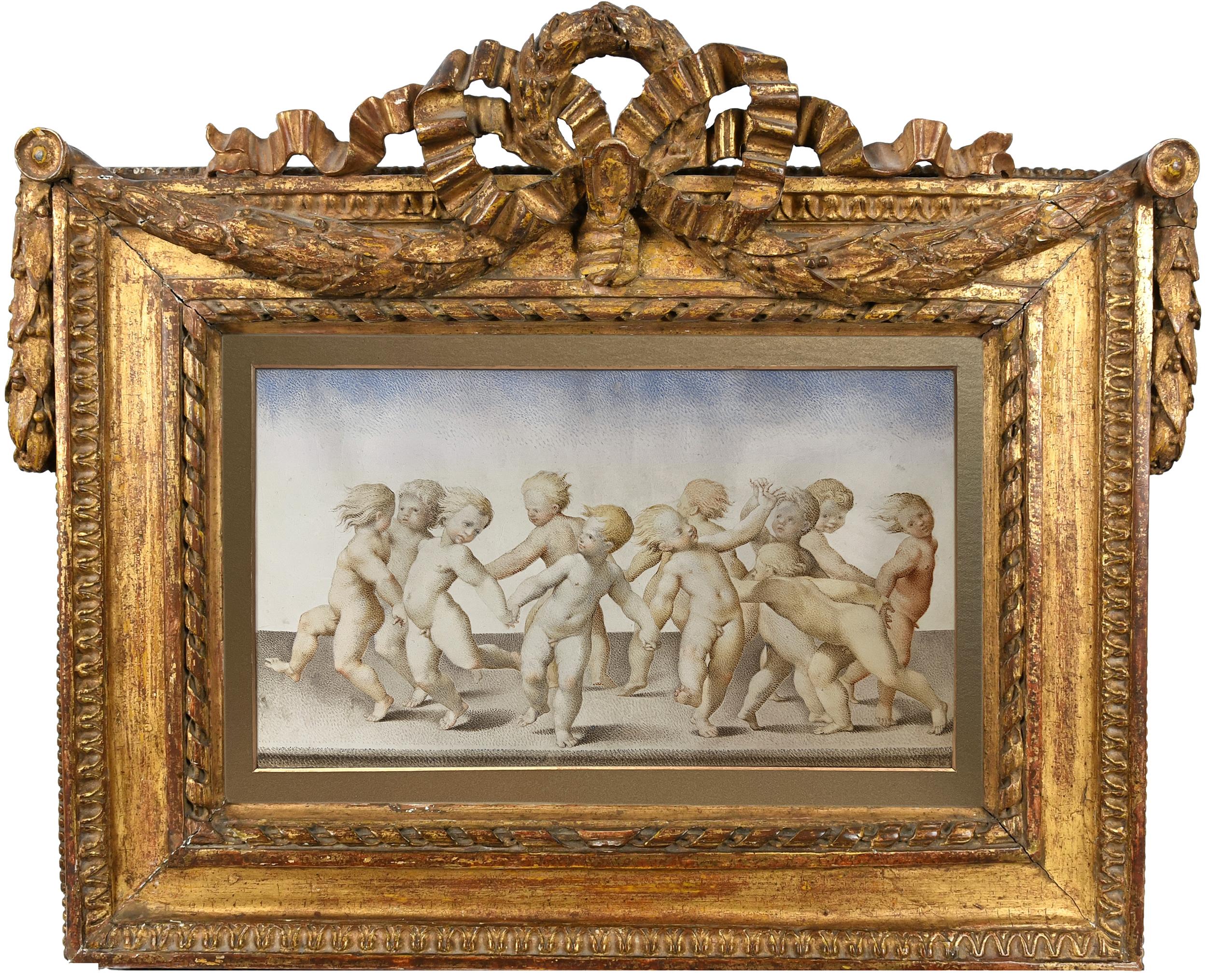 Unknown Figurative Art - French School (18th Century) Dancing Putti. 