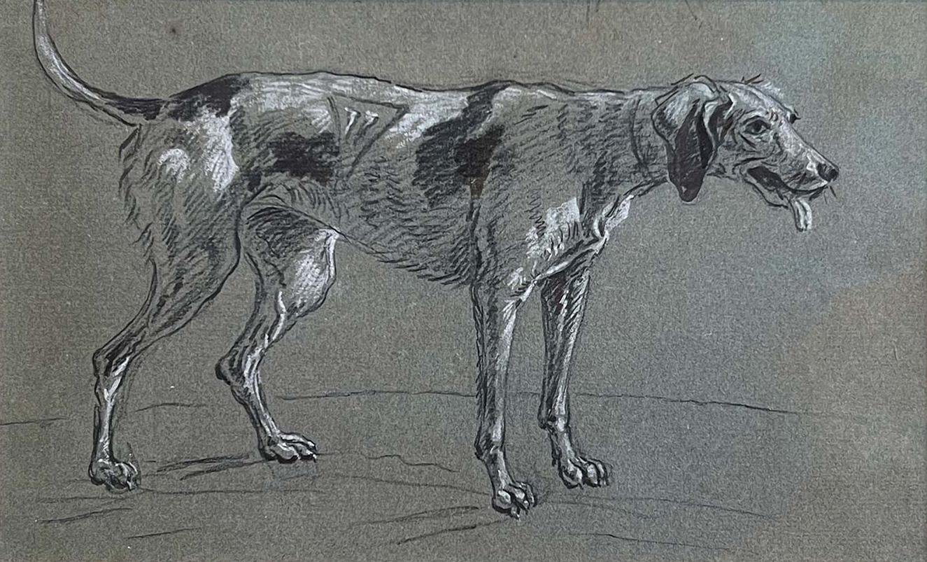 Study of a Hound Dog. Circa 1782. Louis Auguste Brun (Swiss 1758-1815) For Sale 1