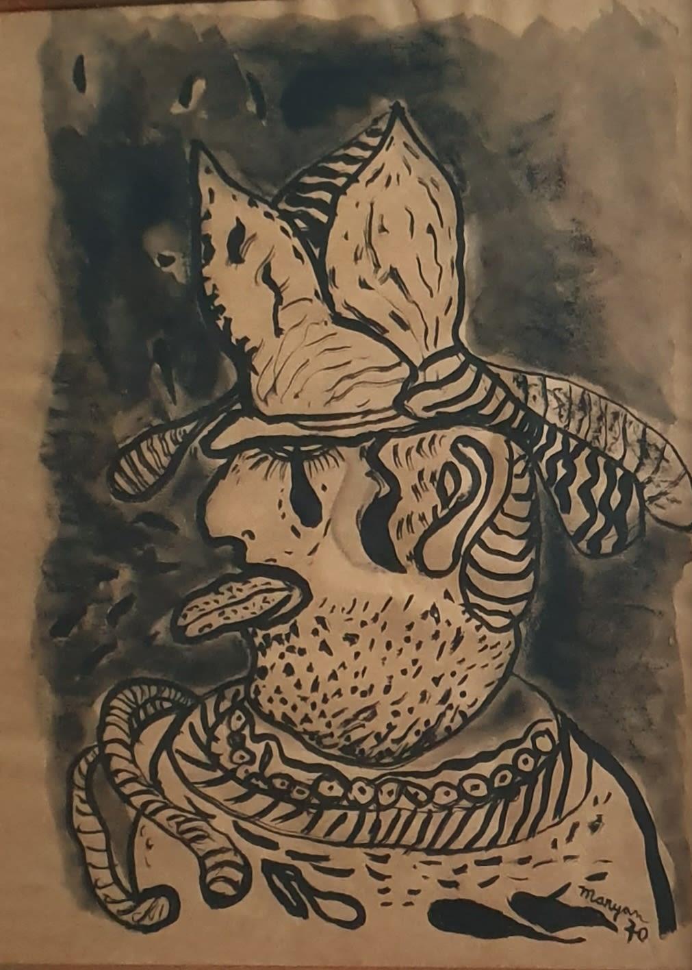 Figurative Art di Pinchas Maryan - MARYAN - DISEGNO ORIGINALE - RITRATTO