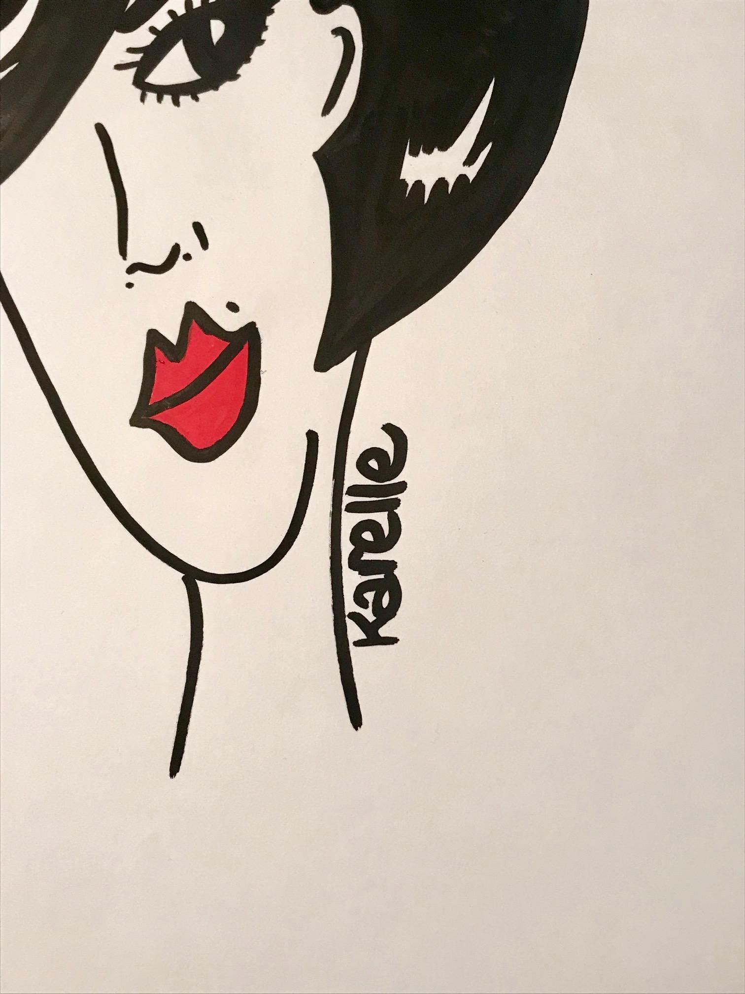 Mujer de pelo negro - Art Arte callejero de KLG