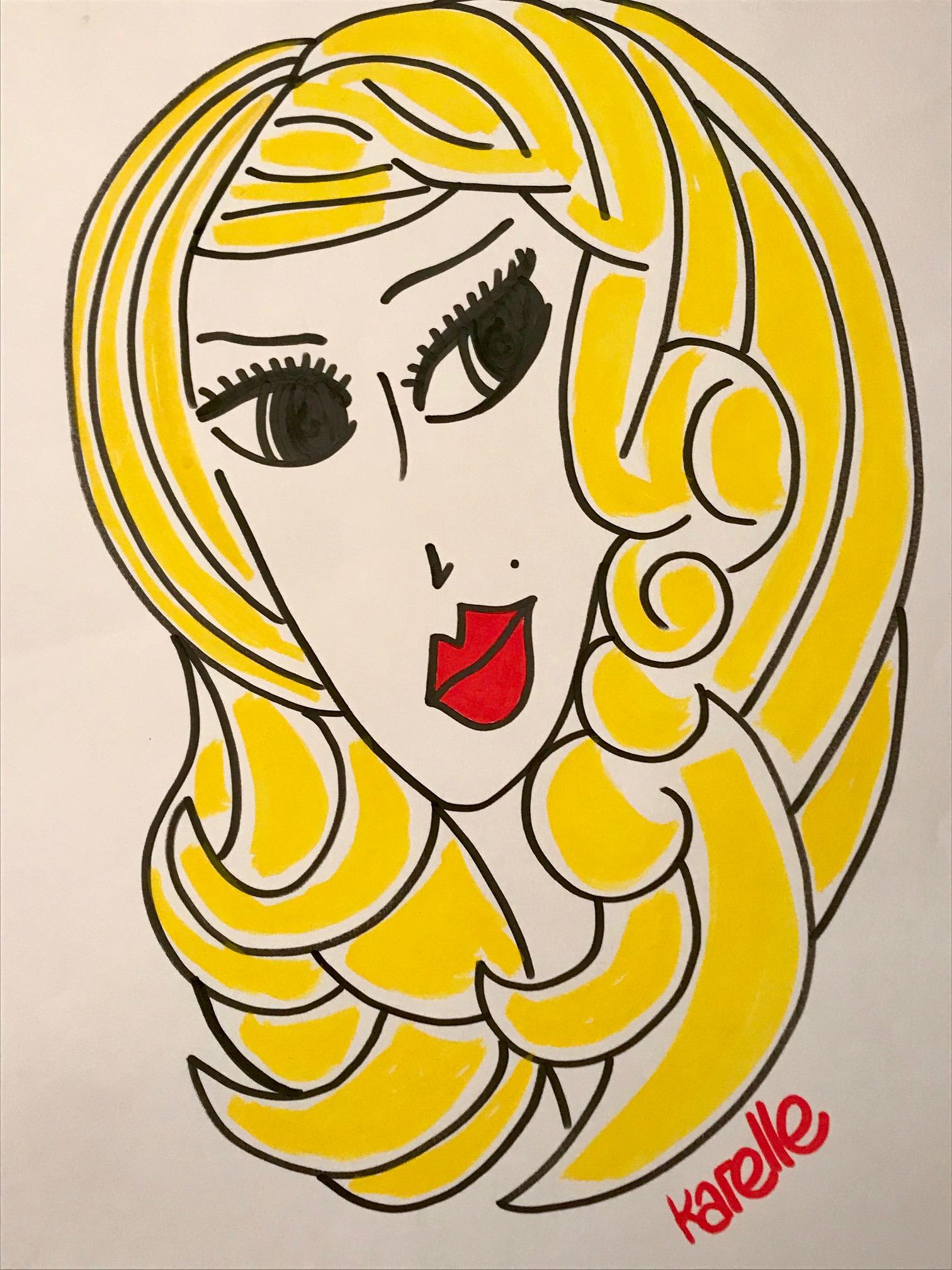 Blondes Haar einer Frau (Streetart), Art, von KLG