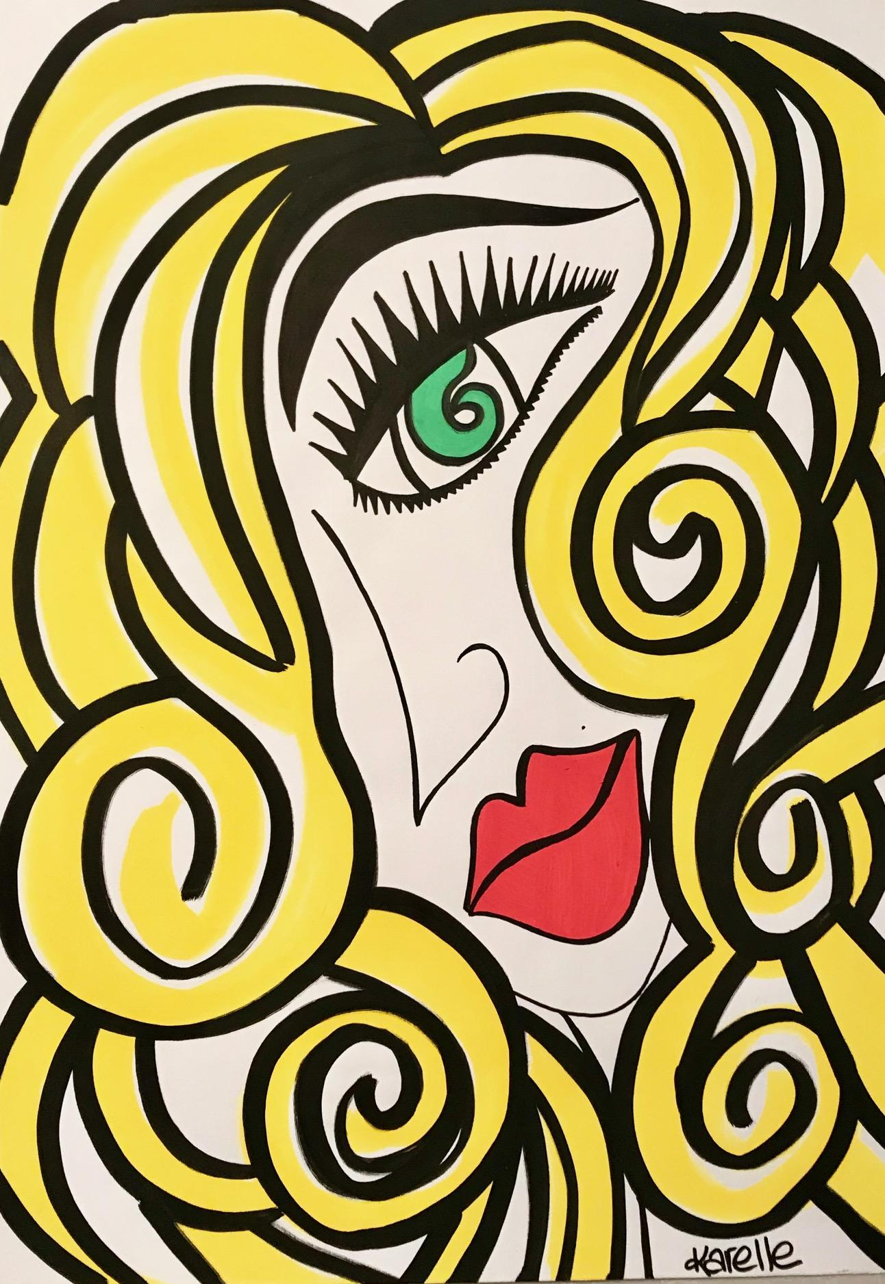 KLG Figurative Art – Blondes Haar einer Frau