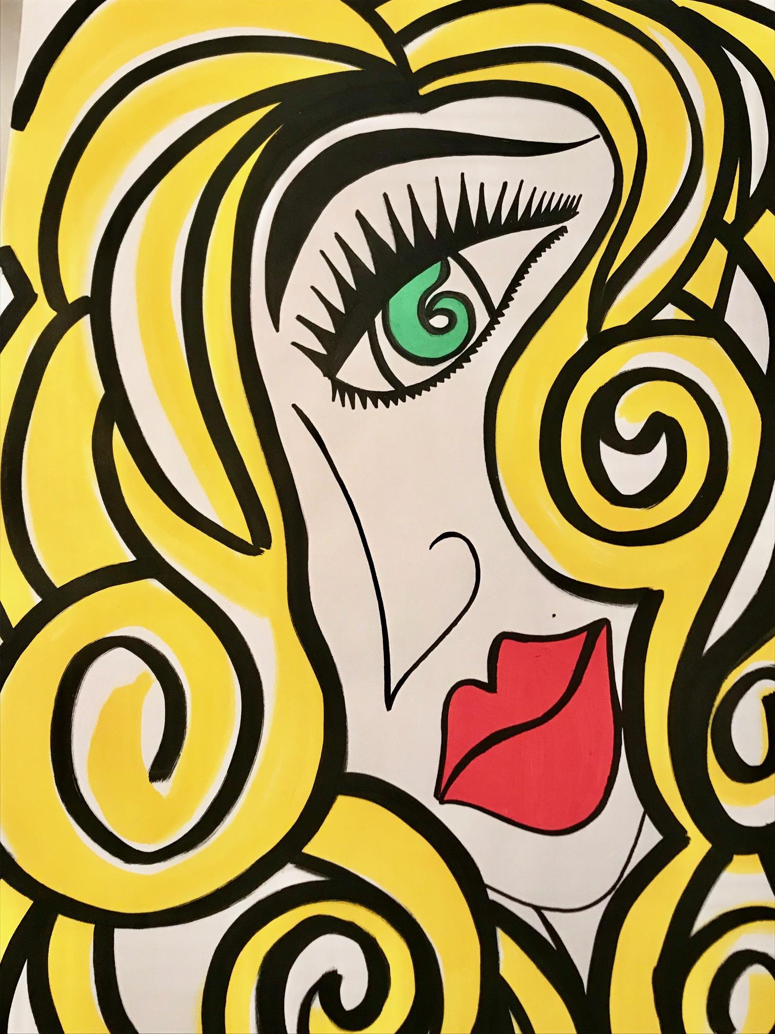 Blondes Haar einer Frau (Streetart), Art, von KLG