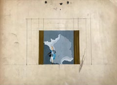 ERTE - MASCHERE - TEATRO - PEZZO UNICO - GOUACHE - FRANCIA - CYRANO BERGERAC