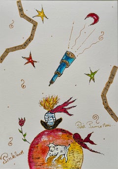 PINKHAS - Petit prince  - Tecnica mista - Pezzo unico - Il Piccolo Principe - Poesia