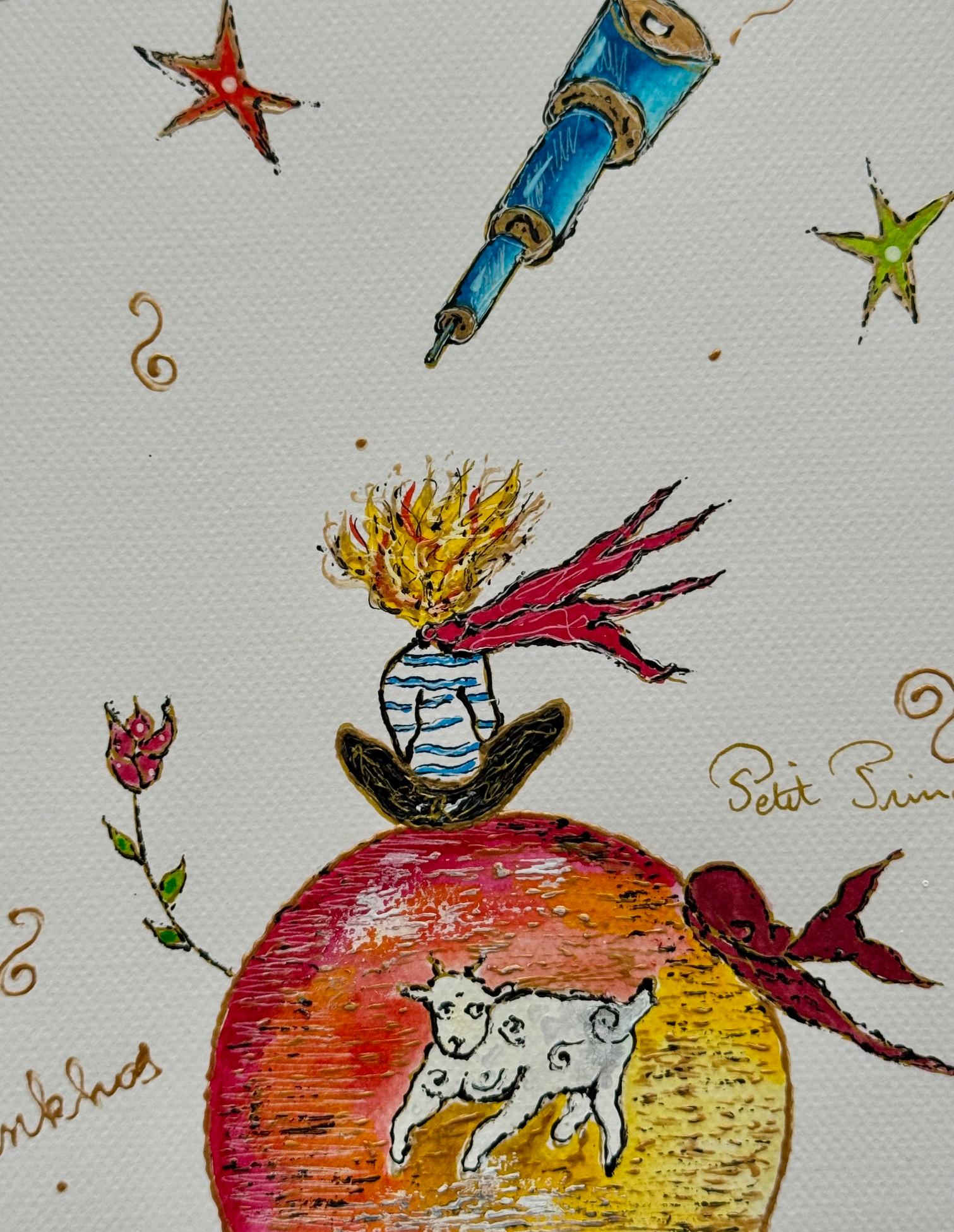 PINKHAS - Petit prince  - Technique mixte - Pièce unique - Petit Prince - Poésie en vente 1