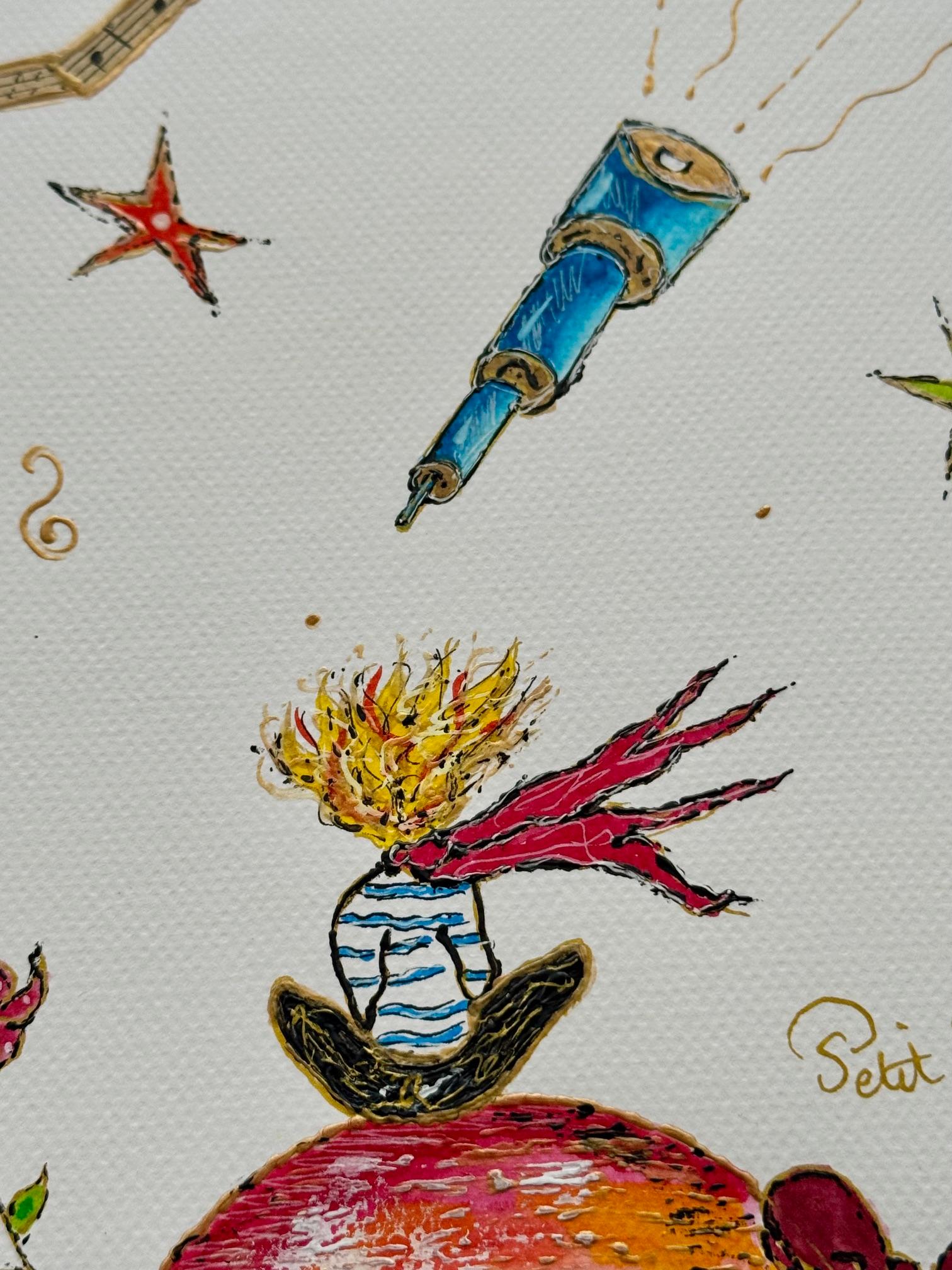 PINKHAS - Petit prince  - Technique mixte - Pièce unique - Petit Prince - Poésie en vente 2