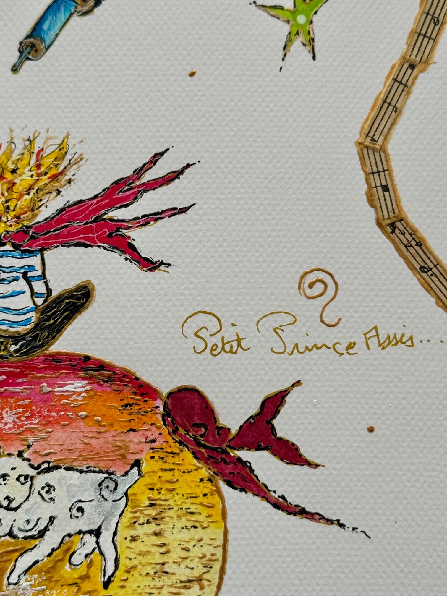 PINKHAS - Petit prince  - Technique mixte - Pièce unique - Petit Prince - Poésie en vente 3