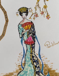 PINKHAS - Mixed media - Unique piece -  Geisha - Japan -