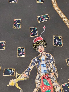 PINKHAS - Mixed media - Unique piece - Thé à la menthe - CIrcus - Birds - Maroc