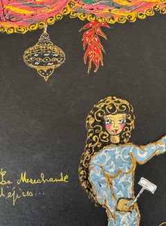 PINKHAS - Mixed media -Unique piece -Maroc - Marchande d'épices - Spice merchant