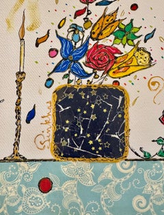 PINKHAS - Mixed media -Unique piece - Bouquet de fleurs - Still life -