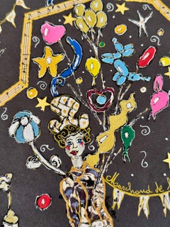 PINKHAS - Mixed media -Unique piece - Circus -Balloon seller - Marchand ballons