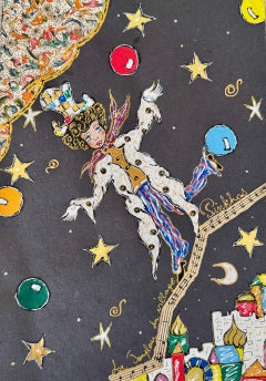 PINKHAS - Mischtechnik - Einzelstück - Commedia dell'arte - Jongleur - Théâtre